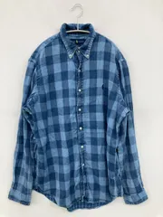 Ralph Lauren シャツ/ブラウス L ブルー コットン チェック柄 ワンポイント ブランドロゴ ミドル丈 長袖 ボタンダウン