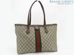 【ほぼ新品】グッチ　GUCCI　オフィディア　ラージ トートバッグ　GGスプリーム　シェリーライン　ショルダートートバッグ　ハンドバッグ　ベージュ ダークブラウン　631685