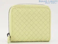 【ほぼ新品】ボッテガ ヴェネタ　BOTTEGA VENETA　イントレチャート　ナッパ ミニウォレット　二つ折り財布　コンパクト財布　ライトイエロー　ラムスキン　324980