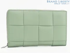 【未使用】ボッテガ ヴェネタ　BOTTEGA VENETA　マキシ イントレチャート　カセット ジップアラウンドウォレット　ラウンドファスナー長財布　ニューセージ ミントグリーン　カーフレザー　649607
