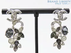 【新品同様】シャネル　CHANEL　ココマーク　ストラス ラインストーン　ピアス　シルバー ブラック