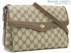 【美品】グッチ　GUCCI　ヴィンテージ　オールドグッチ　GGプラス　斜め掛け ショルダーバッグ　ポシェット　ポーチ　ベージュ ダークブラウン　PVC レザー　003 115 6165