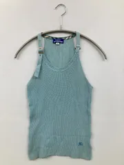 BURBERRY BLUE LABEL タンクトップ 38 スカイブルー 無地 ワンポイント ブランドロゴ カップなし