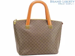 【美品】セリーヌ　CELINE　ヴィンテージ　マカダム　ハンドバッグ　トートバッグ　ブラウン ダークブラウン　PVC レザー