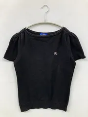 BURBERRY BLUE LABEL ニット/セーター 38 ブラック 無地 ワンポイント 刺繍 ショート丈 半袖 クルーネック(丸首)