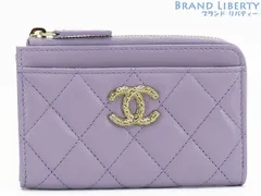 【レア新品同様】シャネル　CHANEL　マトラッセ　ココマーク　キャビアスキン　ジップカードケース フラグメントケース　カードケース　パスケース　コインケース　コインパース　小銭入れ　コンパクト財布　パープル ゴールド金具　AP4091
