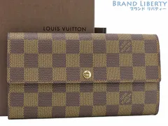 【超美品】ルイヴィトン　LOUIS VUITTON　ダミエ　ポルトフォイユ サラ　二つ折り長財布　ダークブラウン　N61734