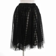 コンティニューデナイスクラップ continuer de NICE CLAUP チュールスカート チェック ひざ丈 白 ホワイト 黒 ブラック /TN 1018 ■MG