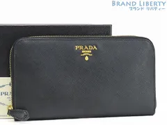 【美品】プラダ　PRADA　サフィアーノ メタル　ジップアラウンド長財布　ラウンドファスナー長財布　NERO ブラック　1M0506