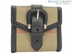【ほぼ新品】バーバリー　BURBERRY　ハウスチェック　Wホック財布　両面財布　コンパクト財布　ブラック ベージュ　レザー キャンバス