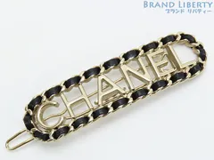 【未使用】シャネル　CHANEL　ロゴ　ヘアーアクセサリー　バレッタ　ヘアクリップ　ヘアピン　髪留め　ブラック ゴールド金具　AB3095