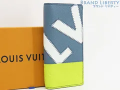 【激レア新古品】ルイヴィトン　LOUIS VUITTON　LVイニシャル　ポルトフォイユ ブラザ NM　二つ折り長財布　ブルーグレー イエロー　トリヨンレザー　M81440