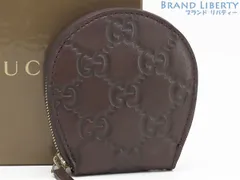 【超美品】グッチ　GUCCI　シマ　ファスナー　コインケース　小銭入れ　財布　馬蹄型　ダークブラウン　シマレザー　212210