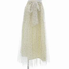 ノード センス EDIT COLOGNE フレアレーススカート ゴムウエスト ロング 水玉 S 白 ホワイト /BL 0812 ■MA
