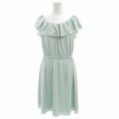 エフデ ef-de オフショルダーワンピース 半袖 ひざ丈 フリル 9 M 水色 ライトブルー /SS 0927