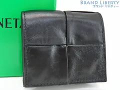 【レア未使用】ボッテガ ヴェネタ　BOTTEGA VENETA　イントレチャート　カセット 折り畳み コインパース　コインケース　小銭入れ　財布　ブラック　カーフレザー　690943