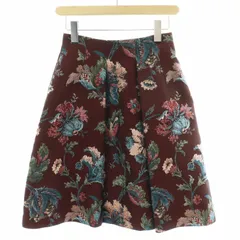 アナイ ANAYI フレアスカート ひざ丈 ジャガード 花柄 総柄 36 S ボルドー /XK