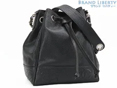 【超美品】シャネル　CHANEL　ヴィンテージ　ココマーク  キャビアスキン　巾着型 斜め掛け ショルダーバッグ　ドローストリングバッグ　ブラック　グレインドカーフスキン