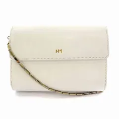 ハナエモリ HANAE MORI ショルダーバッグ ポシェット チェーン レザー 白 ホワイト /YM ■GY11