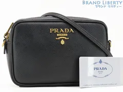 【新品同様】プラダ　PRADA　サフィアーノ ラックス　斜め掛け ショルダーバッグ　ポシェット　ポーチ　クラッチバッグ　セカンドバッグ　ブラック　サフィアーノレザー　1BH036