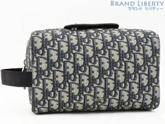 【新古品】クリスチャン ディオール　Christian Dior　オブリーク ジャカード　DIOR LINGOT　ランゴ　ポーチ　トイレタリーケース　セカンドバッグ　クラッチバッグ　ネイビー ブラック ベージュ　キャンバス レザー　2ADCA418YKY