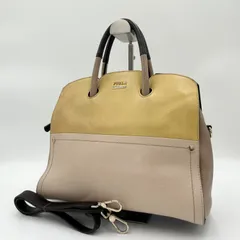 FURLA フルラ ハンドバッグ ショルダーバッグ 2way ベージュ イエロー バイカラー