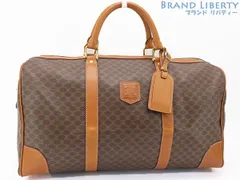 【美品】セリーヌ　CELINE　ヴィンテージ　マカダム　ボストンバッグ　ハンドバッグ　トラベルバッグ　旅行バッグ　ブラウン ダークブラウン　PVC レザー