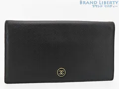 【新品同様】シャネル　CHANEL　ココボタン　二つ折り長財布　ブラック　カーフレザー　A20904