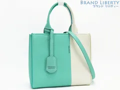 【超美品】ティファニー　TIFFANY&Co.　バイカラー　チャーム付き　2WAY スモール トートバッグ　ショルダーバッグ　ハンドバッグ　ブルー ホワイト　カーフレザー