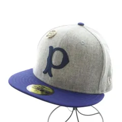 ニューエラ NEW ERA 59FIFTY 70周年記念 キャップ 帽子 Pロゴ 刺繍 ピンズ 7 1/8 グレー 青 ブルー 緑 グリーン /AN33