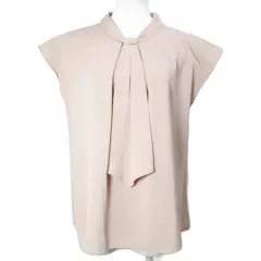 ナチュラルビューティーベーシック NATURAL BEAUTY BASIC 21SS メタルポイントボウタイブラウス シャツ プルオーバー キャップスリーブ M コーラル ピンク系 X