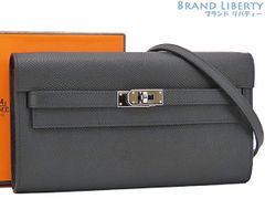 【新品同様】エルメス　HERMES　ケリー ロング トゥーゴー　2WAY ショルダーバッグ　ショルダーポーチ　ポシェット　ショルダーウォレット　二つ折り長財布　ブラック  シルバー金具　ヴォーエプソン  B刻印