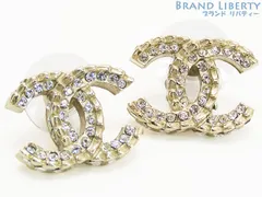 【新品同様】シャネル　CHANEL　ココマーク　ストラス　ラインストーン　ピアス　シャンパンゴールド