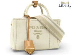 【超美品】プラダ　PRADA　CANAPA カナパ ミニ　ジャルディニエール リネンブレンド　2WAY ミニハンドバッグ　ショルダー トートバッグ　刺繍　ナチュラル ベージュ　コットン リネン レザー　1BA038