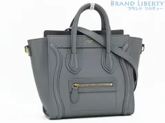 【美品】セリーヌ　CELINE　ラゲージ ナノ ショッパー　2WAY ハンドバッグ　ショルダーバッグ　トートバッグ　新ロゴ　コール グレー ゴールド金具　ベビードラムドカーフスキン　189243AQL.10KL