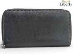 【美品】フェンディ FENDI セレリア ジップアラウンド財布 ラウンドファスナー長財布 ブラック カーフレザー 7M0210