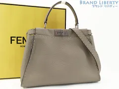 【超美品】フェンディ　FENDI　セレリア　ピーカブー レギュラー　クオイオ ローマ バッグ　2WAY ハンドバッグ　ショルダーバッグ　CORDA コルダ グレーベージュ　カーフレザー　8BN290 1RM F04Y9