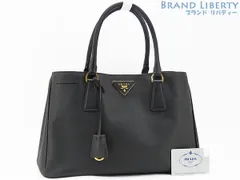 【美品】プラダ　PRADA　サフィアーノ ラックス　ガレリア　ハンドバッグ　トートバッグ　NERO ブラック　サフィアーノレザー　BN1874