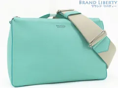 【レア新品同様】ティファニー　TIFFANY&Co.　レザー　2WAY ハンドバッグ　斜め掛けショルダーバッグ　メッセンジャーバッグ　ポシェット　ポーチ　ティファニーブルー　カーフレザー