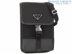 【超美品】プラダ　PRADA　リナイロン Re-Nylon テスート サフィアーノ　スマートフォンケース　フォンポーチ　ポシェット　ショルダーバッグ　NERO ブラック　2ZH109
