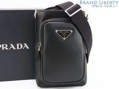 【新古品】プラダ　PRADA　レザー スマートフォンケース　フォンポーチ　ポシェット　斜め掛けショルダーバッグ　ブラック　レザー ナイロン　2ZH155