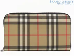 【未使用】バーバリー　BURBERRY　ヴィンテージチェック　ラウンドジップウォレット　ラウンドファスナー長財布　ベージュ ブラック　8015118