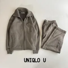 UNIQLO U ユニクロユー ボアスウェットトラックジャケット トラックパンツ セットアップ 上下セット S オリーブ カーキ 裏起毛 暖パン 厚手 ルメール 2022AW 名作 部屋着 ルームウェア ワンマイルウェア メンズ レディース ユニセックス 美品