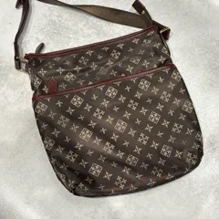 russet ラシット ショルダーバッグ 斜め掛け 肩掛け モノグラム 総柄 ナイロン レザー 本革 ブラウン 茶 ダークブラウン レディース メンズ 軽量 旅行 サブバッグ クロスボディ ファスナー ポケット付き