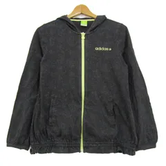 アディダス パーカー トップス ジップアップ ネオレーベル スポーツウエア レディース Lサイズ ブラック adidas 【中古】