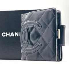 Y2K映え黒ピンク✨　CHANEL　カンボンライン 二つ折り財布 がま口 マトラッセ ラムスキン コンパクトウォレット 10番台　ブラック