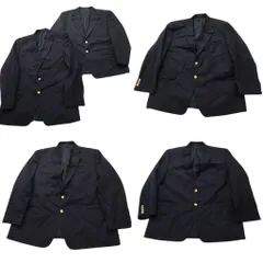 古着卸 まとめ売り ラルフローレン 紺ブレザー ジャケット 5枚セット (メンズ 43 /44 /48 /52 ) ノッチドラペル 金ボタン 中古 古着 ND7746
