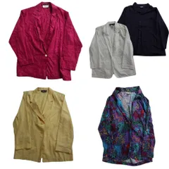 古着卸 まとめ売り L/S イージーテーラード ジャケット 5枚セット (レディース M /14 ) 総柄 花柄 サグハーバー 中古 古着 ND7773