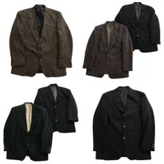 古着卸 まとめ売り ウール地 テーラード ジャケット 6枚セット (メンズ L /43 /44 ) ストライプ くるみボタン 中古 古着 ND7764