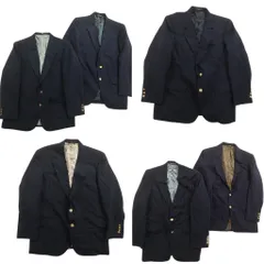 古着卸 まとめ売り 紺ブレザー テーラード ジャケット 6枚セット (メンズ 40 ) 背抜き 金ボタン 中古 古着 ND7834